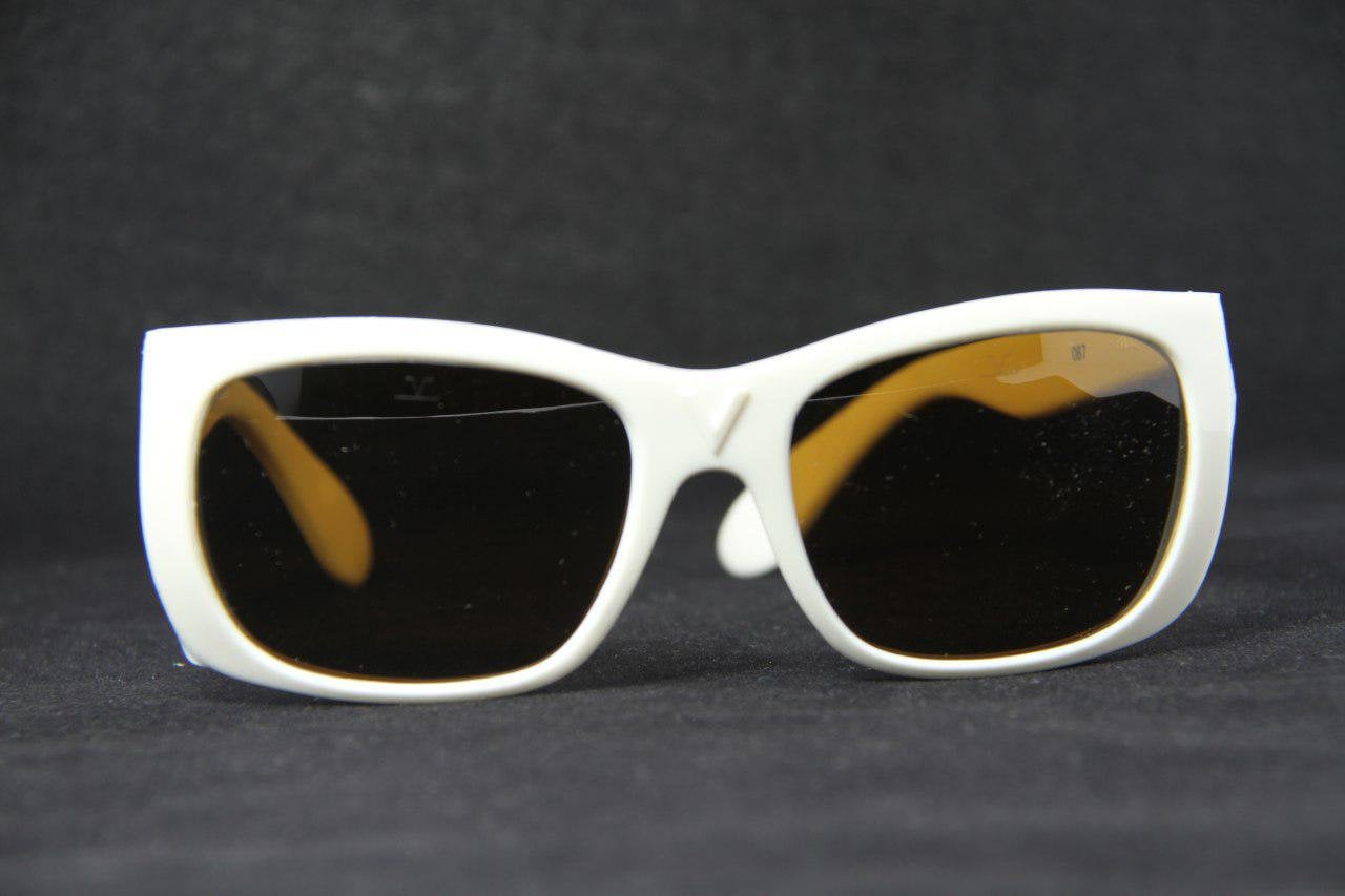Vintage Vuarnet 087 Weiße Sonnenbrille Px2000 Braune Linse von BrandsMarketStore