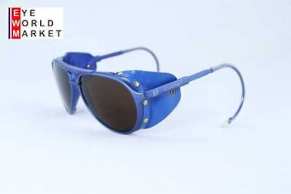 Vintage Vuarnet Sonnenbrille 378 Small Blue Cable Hook Px5000 Mineral Brown Lens von BrandsMarketStore
