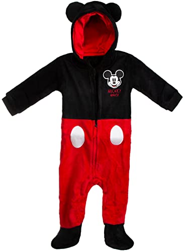 Brandsseller Baby Fleeceoverall mit Kapuze| Jumpsuit | Strampler | mit Motiven im Stil von Mickey Mouse 62-68 (2-6 Monate) von Brandsseller