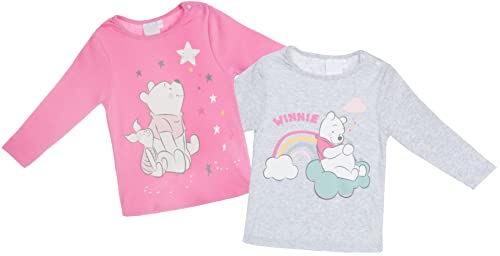 Brandsseller Baby Langarmshirt | 2er Set | Mit Motiven im Stil von Winnie The Pooh 62-68 grau/pink von Brandsseller