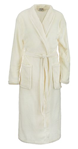 Brandsseller Unisex Bademantel Mikrofaser L/XL – Weicher Morgenmantel mit Schalkragen für Damen & Herren – Hausmantel ideal für Zuhause, Reise & Spa – Creme von Brandsseller