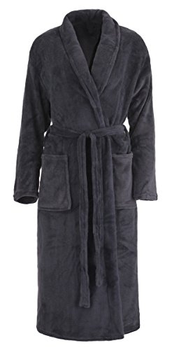 Brandsseller Unisex Bademantel Mikrofaser L/XL – Weicher Morgenmantel mit Schalkragen für Damen & Herren – Hausmantel ideal für Zuhause, Reise & Spa – Anthrazit von Brandsseller