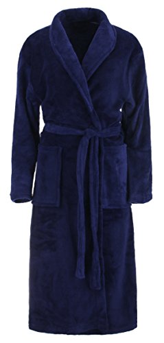 Brandsseller Unisex Bademantel Mikrofaser S/M – Weicher Morgenmantel mit Schalkragen für Damen & Herren – Hausmantel ideal für Zuhause, Reise & Spa – Marine von Brandsseller