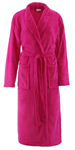 Brandsseller Unisex Bademantel Mikrofaser S/M – Weicher Morgenmantel mit Schalkragen für Damen & Herren – Hausmantel ideal für Zuhause, Reise & Spa – Pink von Brandsseller