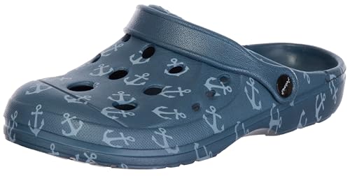 Brandsseller Clogs Damen Anker Design Gartenclog Pantolette Badeschuh Hausschuh Gartenschuh Maritim wasserfest leicht Blau 36 von Brandsseller