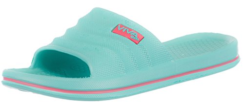 Brandsseller Damen Badeschuh 40 Pantolette Badeschlappe Badelatsche Strandschuh – Türkis/Coral von Brandsseller