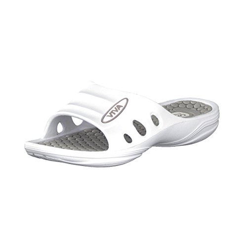 Brandsseller Damen Badeschuh 36 Pantolette Badeschlappe Badelatsche Strandschuh Sauna Schwimmbad – Weiß/Hellgrau von Brandsseller
