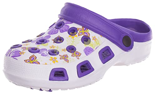 Brandsseller Damen Clog Gartenclog Gartenschuhe Schuh Pantolette Hausschuh leicht Blumenmuster - lila - 36 von Brandsseller