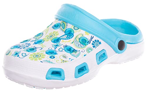 Brandsseller Damen Clog Gartenclog Gartenschuhe Schuh Pantolette Hausschuh leicht Blumenmuster - türkis - 36 von Brandsseller