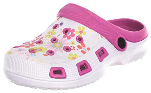 Brandsseller Damen Clog Gartenclog Gartenschuhe Schuh Pantolette Hausschuh leicht Blumenmustert - pink - 41 von Brandsseller