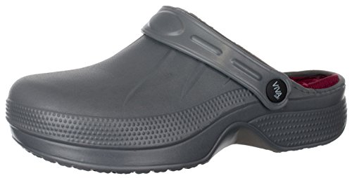 brandsseller Damen Clog Hausschuh Gartenschuh Pantoffel Warm-Gefüttert - Farben: Weiß/Grau, Pink/Grau, Schwarz/Türkis - Größen: 36-41 (36, Anthrazit/Bordeaux) von brandsseller