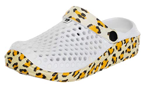 Brandsseller Damen Clog Sommerclog Freizeitschuh Gartenschuh mit Leoparden Muster Gelb 36 von Brandsseller