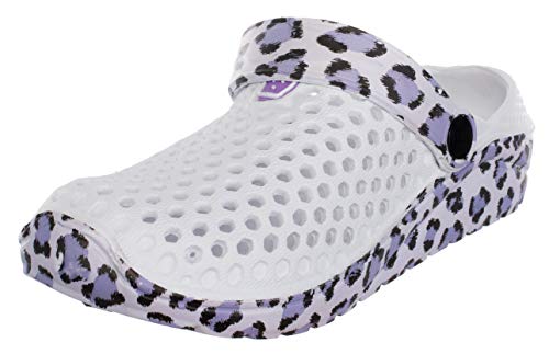 Brandsseller Damen Clog Sommerclog Freizeitschuh Gartenschuh mit Leoparden Muster Lila 36 von Brandsseller