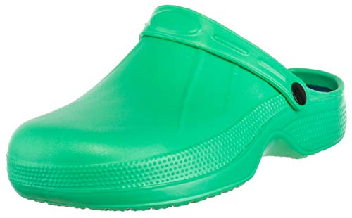 Brandsseller Damen Clog 41 Gartenschuh mit Einlegesohle – Haus- & Freizeitschuh mit flexiblem Fersenriemen – Geschlossene rutschfeste Pantoletten Grün von Brandsseller