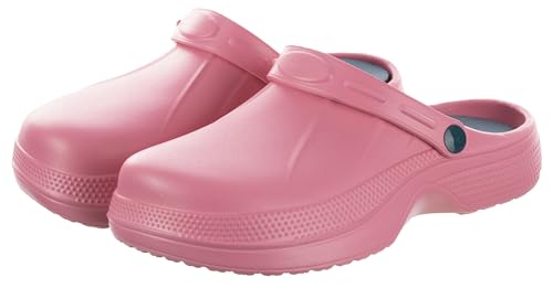Brandsseller Damen Clog 41 Gartenschuh mit Einlegesohle – Haus- & Freizeitschuh mit flexiblem Fersenriemen – Geschlossene rutschfeste Pantoletten Pink von Brandsseller