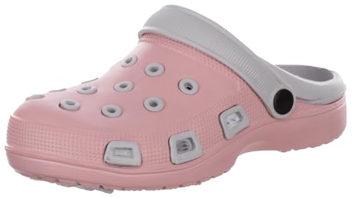 Brandsseller Damen Clogs Gartenclogs Gartenschuhe Badeschuhe Pantoletten Hausschuhe Leicht Rosa/Grau 37 von Brandsseller