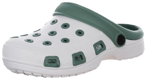 Brandsseller Damen Clogs Gartenclogs Gartenschuhe Badeschuhe Pantoletten Hausschuhe Leicht Weiß/Grün 38 von Brandsseller