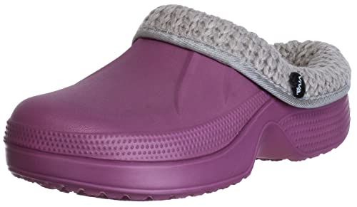 Brandsseller Damen Clogs Winter Hausschuhe Gartenclogs mit Strickeinlage Warm Fell gefüttert Berry 37 von Brandsseller