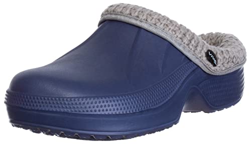 Brandsseller Damen Clogs Winter Hausschuhe Gartenclogs mit Strickeinlage Warm Fell gefüttert Navy 37 von Brandsseller