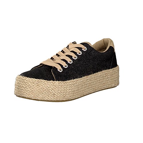 Brandsseller Damen Espadrilles Sommer Freizeitschuh Sneaker - mit Glitzer- Farbe: Schwarz Gr: 36 von Brandsseller