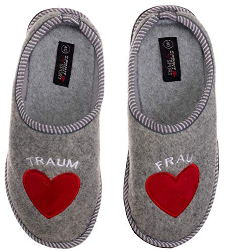 Brandsseller Damen Hausschuh Filz Pantoffel Traum Frau Hellgrau 36 von Brandsseller