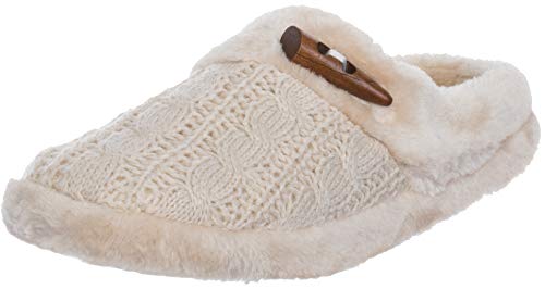 Brandsseller Damen Hausschuh Pantoffel Strickschuh Warm Gefüttert Beige 41 von Brandsseller