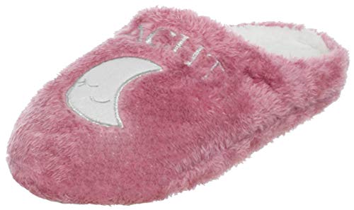 Brandsseller Damen Hausschuh Plüsch Mond Sterne Motiv Pantoffeln - kuschelig weiche Slipper-rosa-37 von Brandsseller