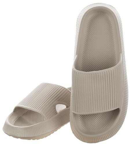 Brandsseller Damen Pantolette Cozy – Wolkenweiche Freizeit- & Badeschuhe mit dicker EVA-Sohle – Leicht, Wasserfest & Ergonomisch – Ideal für Garten, Zuhause & Urlaub Beige 40/41 von Brandsseller