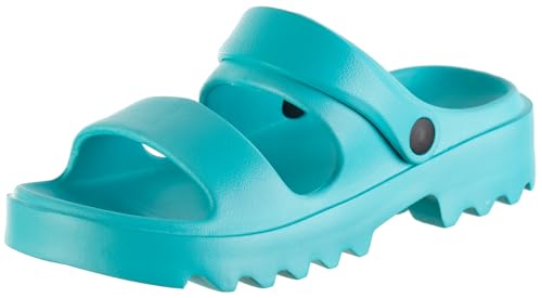 Brandsseller Damen Plateau Doppelriemen Sandalen Leicht und Weich Badeschuhe Sommerschuhe Hausschuhe Pantoletten Slides Türkis 36/37 von Brandsseller