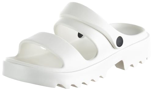 Brandsseller Damen Plateau Doppelriemen Sandalen Leicht und Weich Badeschuhe Sommerschuhe Hausschuhe Pantoletten Slides Weiß 36/37 von Brandsseller