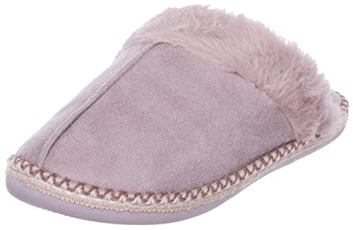 Brandsseller Damen Plüsch Pantoletten Pantoffeln Hausschuhe Microfaser Slipper Fell/Velourleder Optik Altrosa 39 von Brandsseller