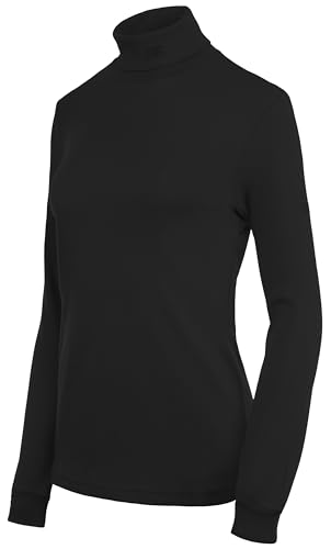 Brandsseller Damen Ski Shirt Baumwolle Rollkragen Langarm Schwarz 34 von Brandsseller