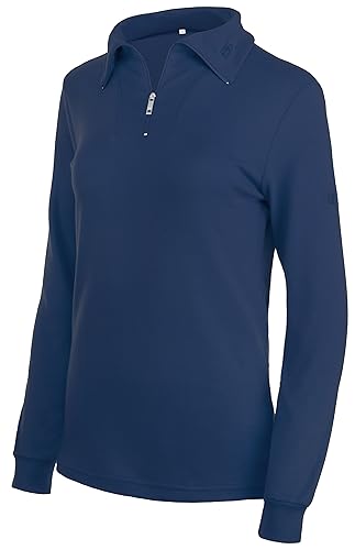 Brandsseller Damen Ski Shirt Baumwolle Rollkragen mit Reißverschluss Langarm Navy 38 von Brandsseller