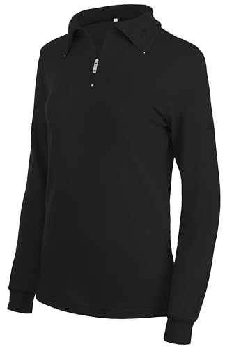 Brandsseller Damen Ski Shirt Baumwolle Rollkragen mit Reißverschluss Langarm Schwarz 34 von Brandsseller