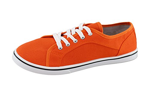 Brandsseller Damen Sneaker/Freizeitschuh/Leinenschnürer/Halbschuh - Farbe:Orange - Größe: 36 von Brandsseller