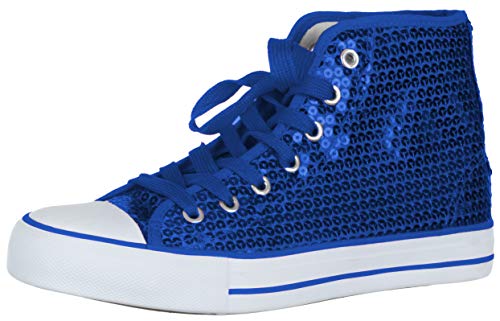 Brandsseller Damen Sneaker Pailletten Halbhoch/Damenschnürer/Damenboots - (36 EU, Blau) von Brandsseller