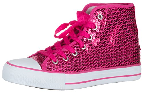 Brandsseller Damen Sneaker Pailletten Halbhoch/Damenschnürer/Damenboots - Farbe: Pink - Größe: 41 von Brandsseller