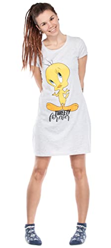 Brandsseller Damen T-Shirt Bigshirt Freizeitshirt Kurzarmshirt Schlafshirt mit Motiven im Stil von Tweety Hellgrau L von Brandsseller