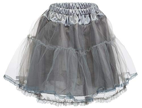 Brandsseller Damen Tutu/Petticoat/Tüllrock/Unterrock / 50 cm/Satinbund/Spitzensaum (Grau) von Brandsseller