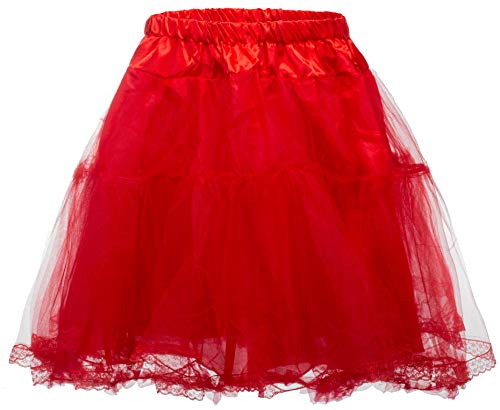 Brandsseller Damen Tutu/Petticoat/Tüllrock/Unterrock / 50 cm/Satinbund/Spitzensaum - Größe: Unisex - Farbe: Rot von Brandsseller