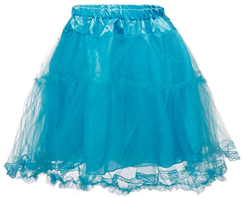 Brandsseller Damen Tutu/Petticoat/Tüllrock/Unterrock / 50 cm/Satinbund/Spitzensaum - Größe: Unisex - Farbe: Türkis von Brandsseller