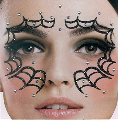 Brandsseller Gesichts-Tattoo Spinnennetz - Aufkleber Set Klebetattoos Temporäre Tattoos Halloween/Karneval Schwarz von Brandsseller
