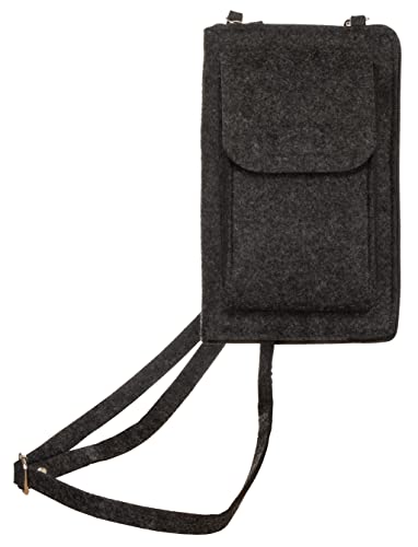 Brandsseller Handy Umhängetasche mit Geldbörse | Filz Crossbody integrierte Brief- und Handytasche | Kartenfächer | Verstellbarer Schultergurt | ca. 13 x 21,5 x 5 cm | Anthrazit von Brandsseller