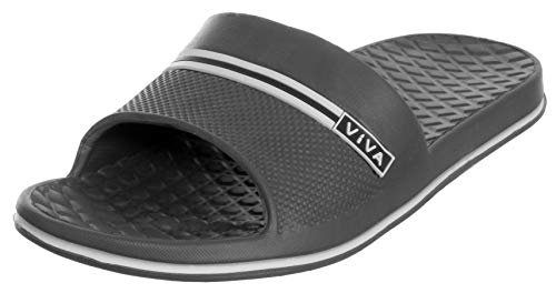 Brandsseller Herren Badepantolette 41 Badeschuh Badelatschen Badeschlappe Sauna Schwimmbad Pool – Grau/Weiß von Brandsseller