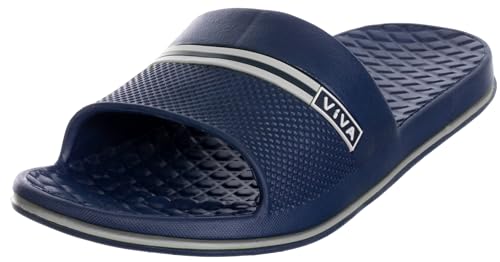 Brandsseller Herren Badepantolette 42 Badeschuh Badelatschen Badeschlappe Sauna Schwimmbad Pool – Blau/Weiß von Brandsseller