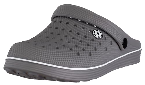 Brandsseller Herren Clog Fußball Sommerclog Badeschuh Gartenschuh Hausschuh Grau 46 von Brandsseller