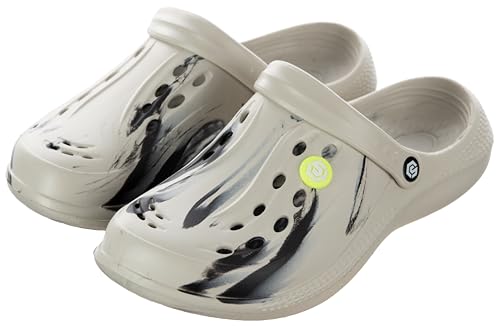 Brandsseller Herren Clogs Marmor Design 44/45 – Gemütliche Gartenclogs & Badeschuhe mit ergonomischem Fußbett, Belüftung & Fersenriemen – rutschfeste Freizeitschuhe Beige von Brandsseller