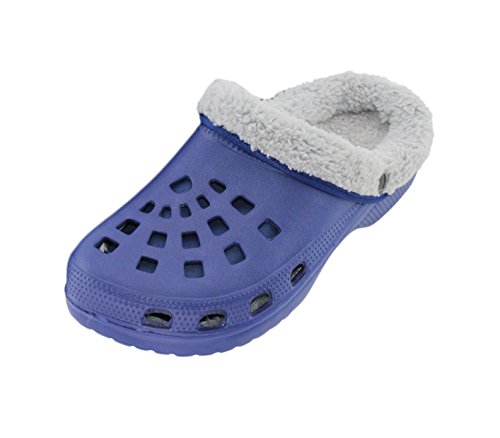 Brandsseller Herren Clog 42 Winter Hausschuh Pantolette Gartenschuh mit kuscheligem Fleecefutter - Blau/Grau von Brandsseller