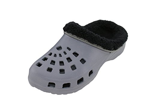 Brandsseller Herren Clog 40 Winter Hausschuh Pantolette Gartenschuh mit kuscheligem Fleecefutter - Grau/Schwarz von Brandsseller