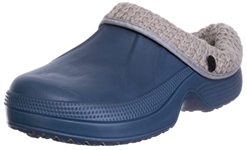 Brandsseller Herren Clogs Winter Hausschuhe Gartenclogs mit Strickeinlage Warm Fell gefüttert Navy 41 von Brandsseller